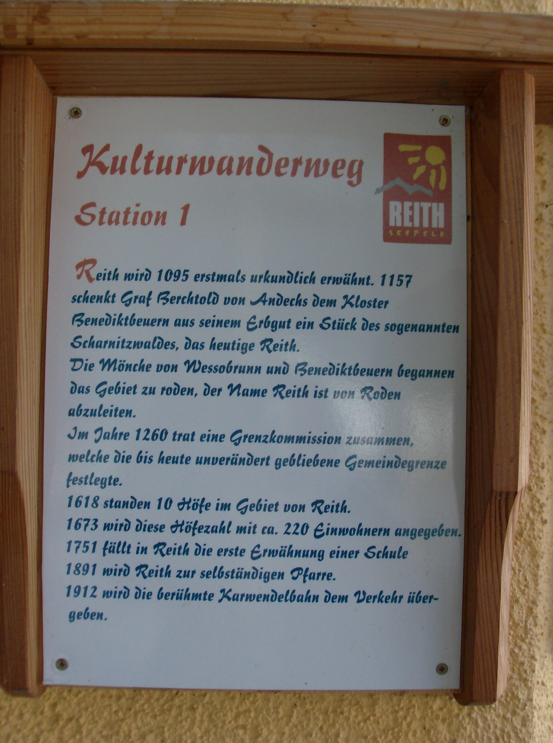 Ausflugsziel: 10 Tafeln erzählen über die Geschichte von Reith bei Seefeld. - Kulturwanderweg