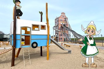 Ausflugsziel: Die Maskottchen Anni & Theo auf dem Holland-Spielplatz - Holland-Park