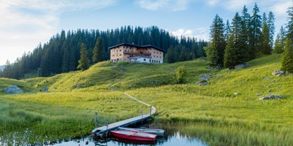Ausflug mit Kindern - Ausflugsziel ist: ein Wandergebiet - Wald am Arlberg - Ruderbootfahren am Körbersee