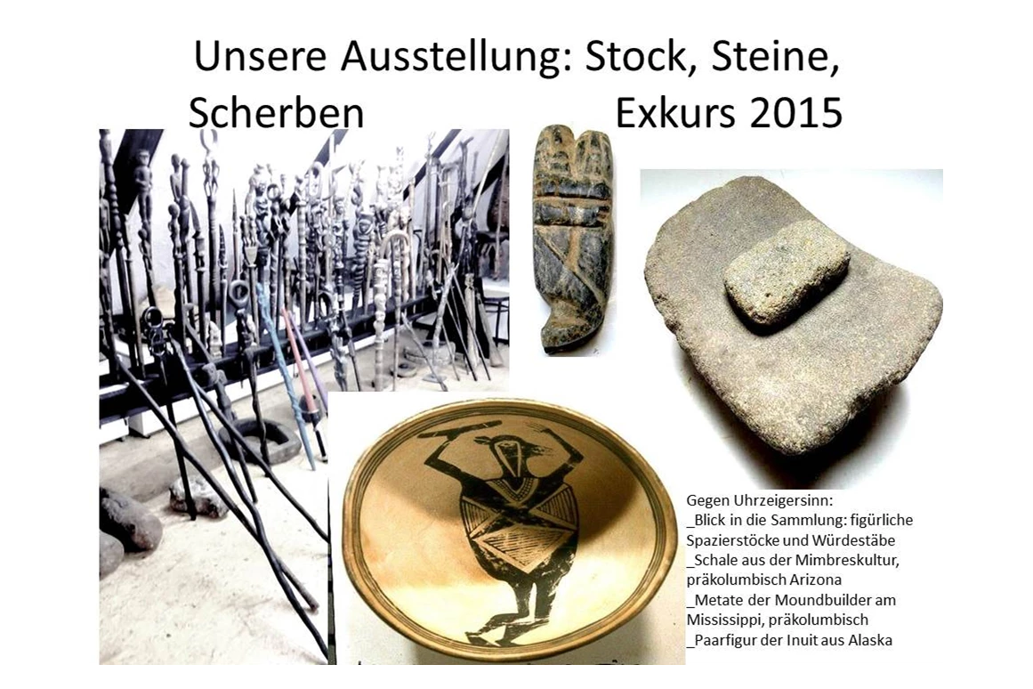 Ausflugsziel: " Über Stock und Stein": Figürlich gestaltete Spazierstöcke und alte steinerne Arbeitsgeräte und Figuren  - Haus der Kulturen