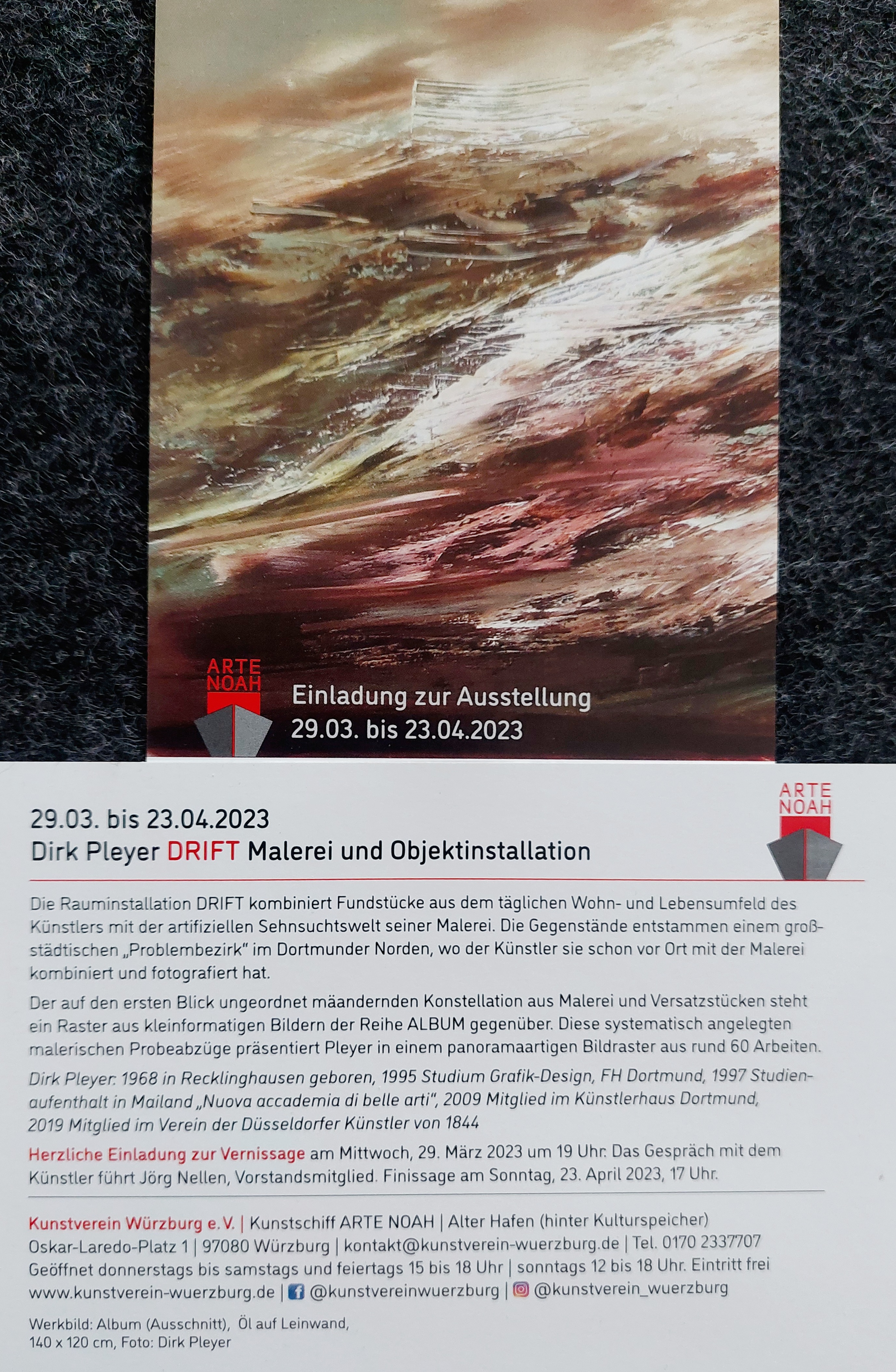 Ausflugsziel: Einladung zur Ausstellung  - Galerieschiff Arte Noah des Kunstvereins Würzburg