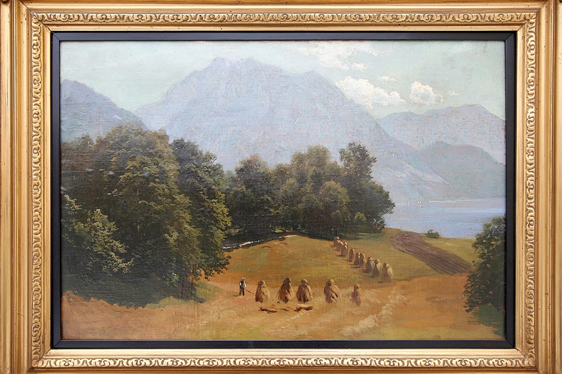 Ausflugsziel: Sommerlandschaft am Wolfgangssee, Öl auf Leinwand, um 1860. - Carl-Millner-Galerie im Jesuitenkolleg