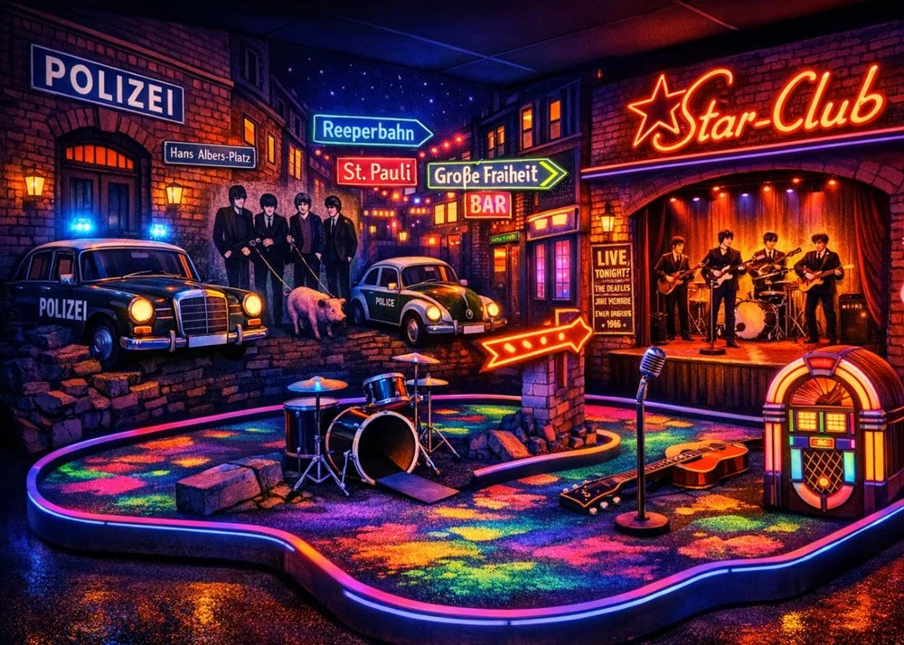 Voyage avec des enfants - Hamburg-Stadt (Hamburg, Freie und Hansestadt) - StoryGolf - Interaktives Museum & Schwarzlicht Minigolf