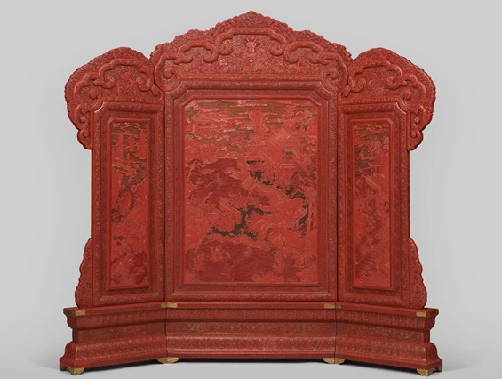 Ausflugsziel: Dreiteiliger Thron-Stellschirm, Qing-Dynastie, China, Qianlong-Periode (1736-1795) Weltmuseum Wien  - Weltmuseum Wien