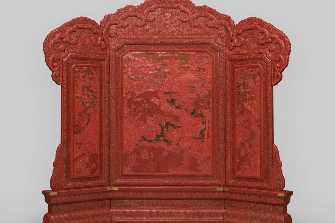 Ausflugsziel: Dreiteiliger Thron-Stellschirm, Qing-Dynastie, China, Qianlong-Periode (1736-1795) Weltmuseum Wien  - Weltmuseum Wien