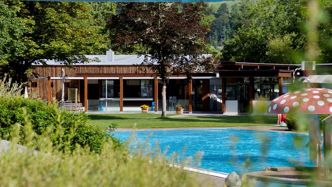 Ausflugsziel: Schwimmbad mit Restaurant und Sich auf die Sonnnenterrasse - Waldbad Dellach im Drautal